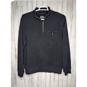 Pendleton Mens 1/4 ZIP Sweater Black Large 100%‎ Cotton Long Sleeve